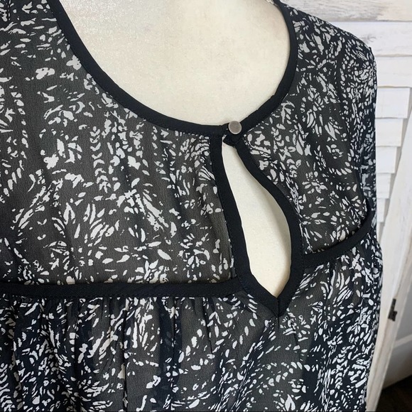 LUCKY BRAND Women’s S Floral Sheer Printed Bell Sleeve Blouse Boho Peasant Boxy - Picture 6 of 11